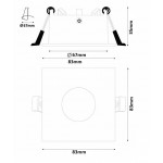 Foco fijo empotrar SPA02 Cuadrado 83x83mm, corte 70x70mm para Lámpara GU10/MR16, Blanco ó Negro